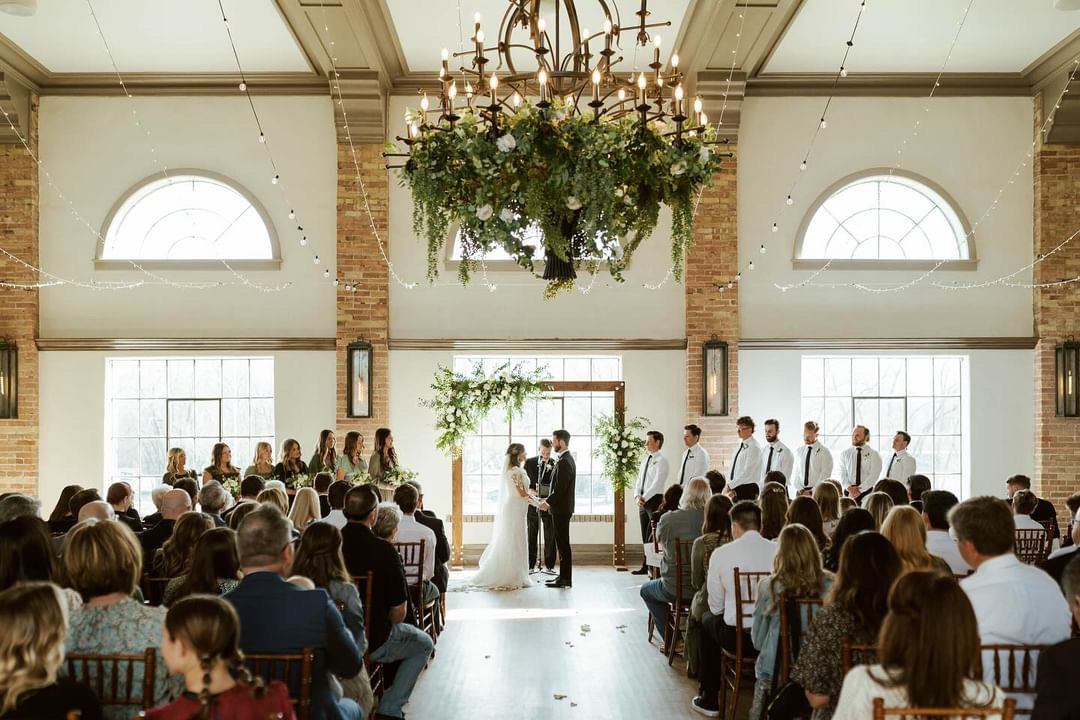 Drapery install for ceremony